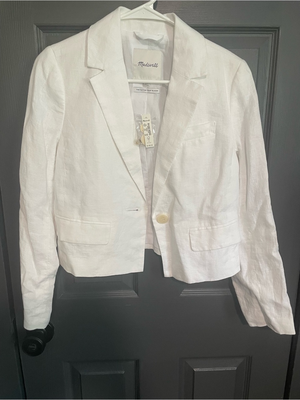Madewell White Linen Crop Blazer - Picture 2 of 2